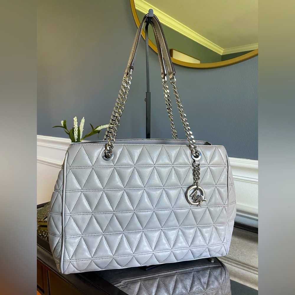 Michael Kors Quilted Silver Tote Bag